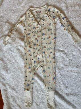 Magnetic Me Construction Print One-Piece Convertible Footy Pajamas